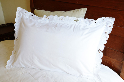 Scalloped Embroidered Pillowcases, Queen Sizes